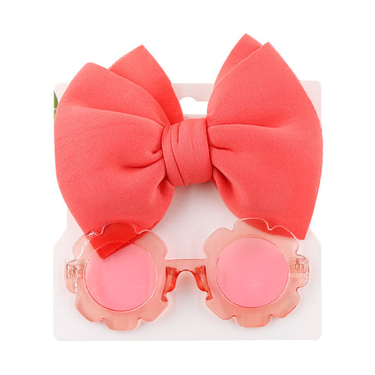 Coral Sunglasses and Puffy Bow