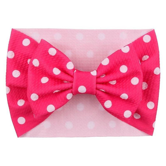 Big Bow Headband - Hot Pink Polka Dot